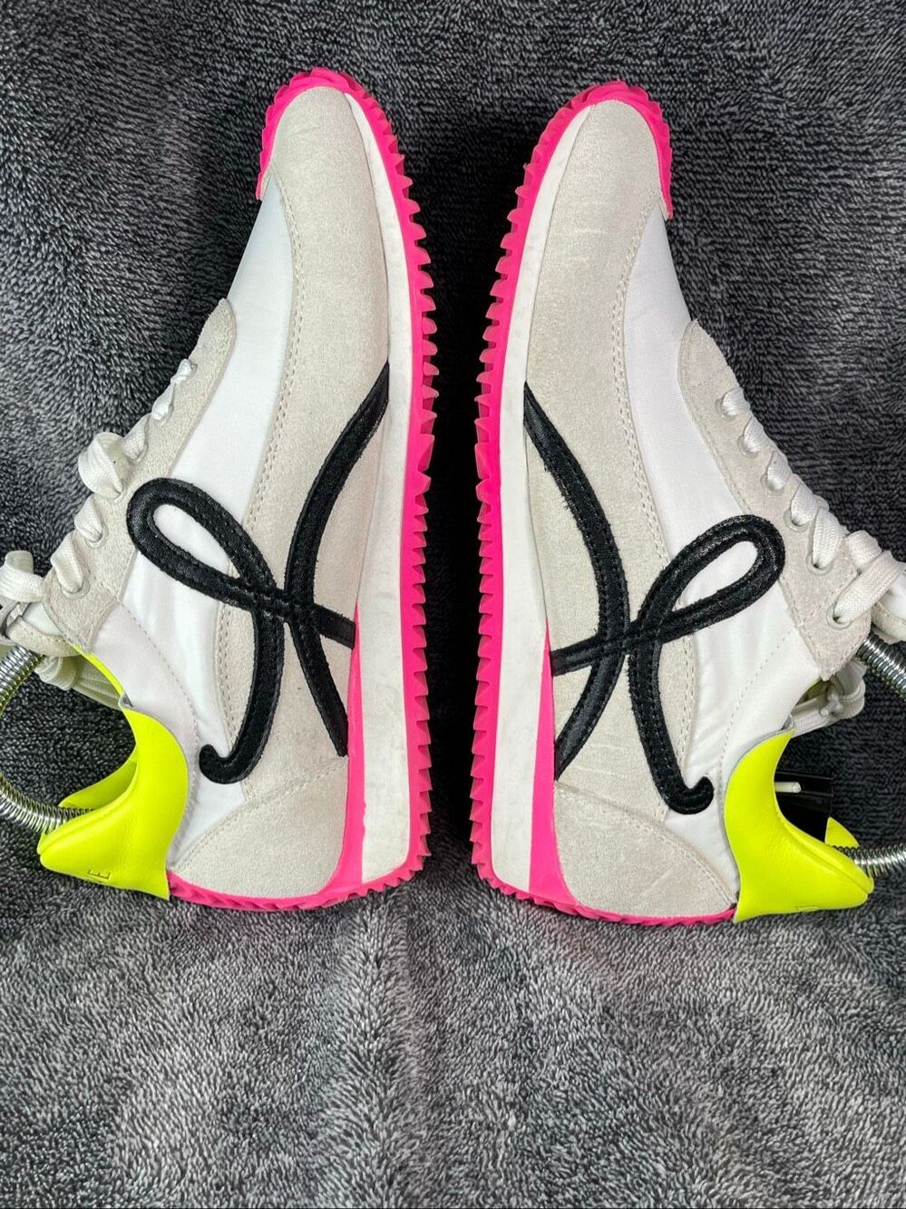 LOEWE Flow Runner Sneakers Nylon & Suede Soft White Neon Pink Yellow EU 38 / 8 - Picture 8 of 10